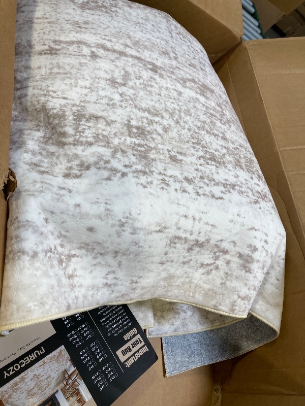 Photo 1 of Washable Beige Area Rug 8x10 Modern Abstract Living Room Large Carpet Bedroom Neutral Soft Throw Rug Low Pile Non Slip Indoor Contemporary Floor Cover for Dining Room Office