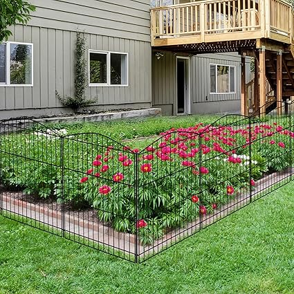 Photo 1 of Garden Fence 12 Panels 23.6ft (L)×24in (H) Decorative Garden Fences with 12 Panels Rustproof Wire No Dig Animal Barrier Fencing Dog Fence for Yard Outdoor Patio - Without Fence Gate