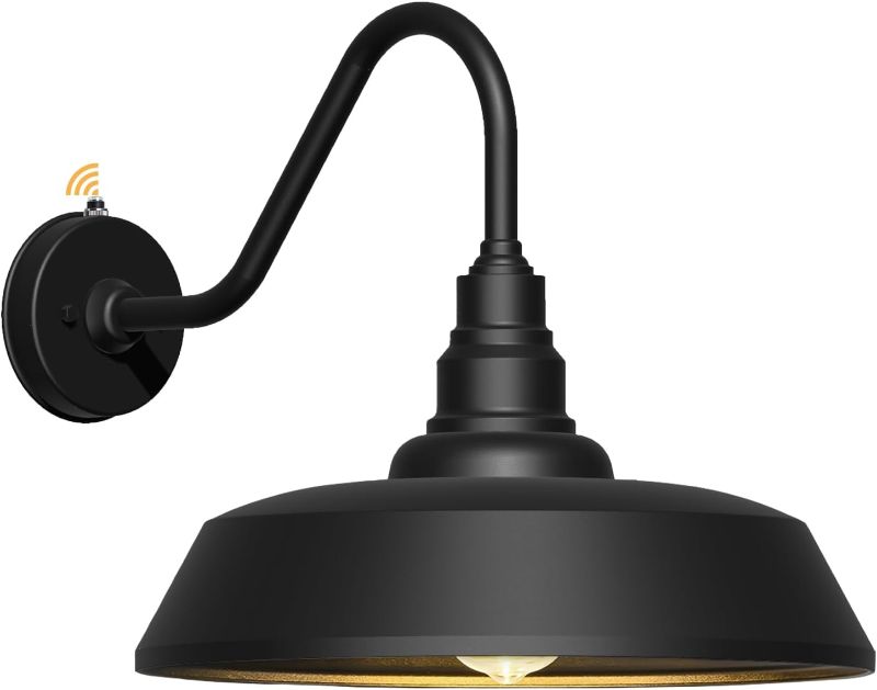 Photo 1 of 21 Inch Large Gooseneck Barn Light Outdoor, Exterior Black Barn Light with Dusk to Dawn Sensor Waterproof and Rust-Resistant Wall Light for Farmhouse, Porch, Patio, Gooseneck Lighting