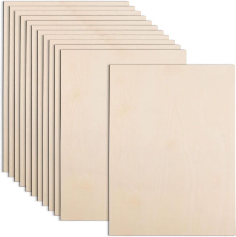 Photo 1 of AWIZOM 12 Pack Basswood Sheets for Crafts 12 x 16 x 1/16 Inch-2 mm Thick Plywood Sheets Unfinished Wood Sheet Boards for DIY Craft Projects, Architecture Models, Engraving, Wood Burning, Staining