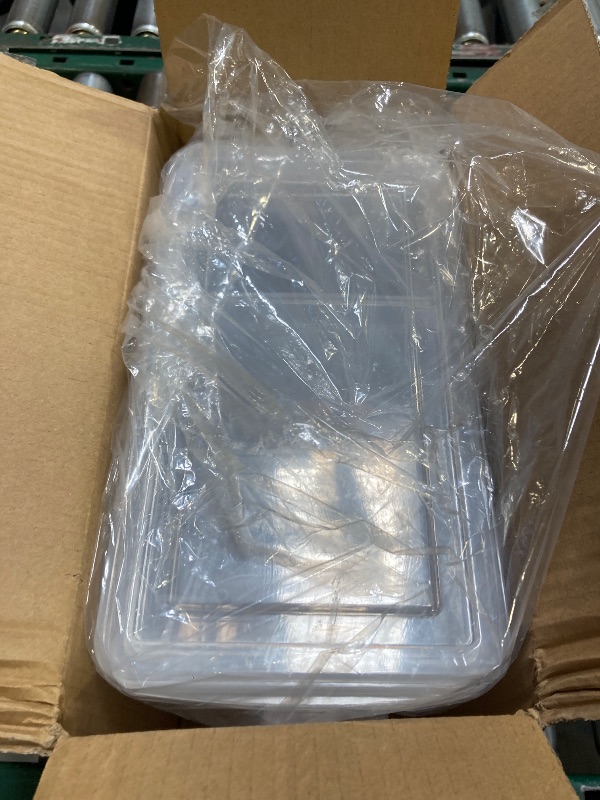 Photo 1 of 2 Pack Plastic Divided Veggie Storage Containers with Lids and Handles for Fridge Storage Organizer Boxes for Refrigerator Produce Beans Fruits Organzation