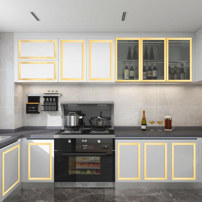 Photo 1 of Gold Metalized Brushed Finish Molding Trim, Peel and Stick Strip for Mirror Frame, Wall, Fireplace and Home DIY Decoration 4'X0.8" ( 3pk ) 