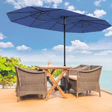 Photo 1 of 15 FT Outdoor Double-Sided Umbrella with Base, Large Patio Umbrellas Rectangle Market Umbrella for Poolside Lawn Backyard
