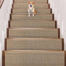 Photo 1 of Seloom 9" x36" Stair Treads Non Slip Carpet for Wooden Steps Indoor, Peel and Stick Extra Wide Stair Tread Step Pads with Reusable Adhesive for Dogs Kids Elders, Machine Washable, 15 Pack, Beige