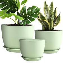 Photo 1 of Plant Pots 12/10/9 inch Set of 3, Flower Pots with Multi Mesh Drainage Holes, Large Planters for Indoor Outdoor Garden Plants and Flowers. (Green)