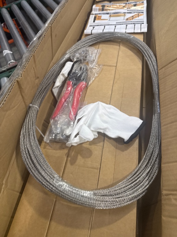 Photo 1 of 3 Pack One-Stop Side Mount Stair Cable Railing Post Kits 44" for 36"/42" Railing System, Left Side Stair Post Kit Include 3 Pack Stair Posts, 151ft Cable, 22 Cable Tensioner, 22 Angle Washers
