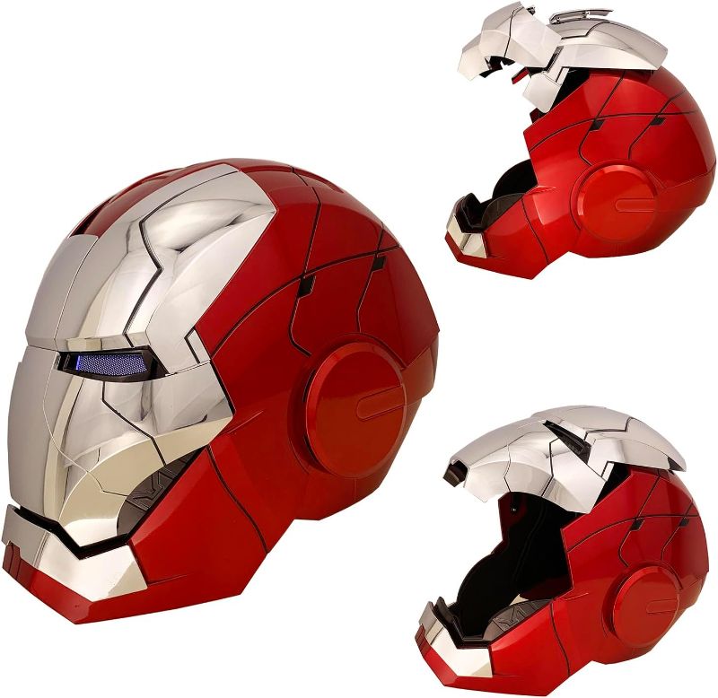 Photo 1 of Iron Hero MK 5 1:1 Wearable Helmet :Voice, Touch, and Remote Control, Realistic Sound Effects, Can Cosplay and Collectible Figures for Man and Teen Ideal Gift ?Silver?
