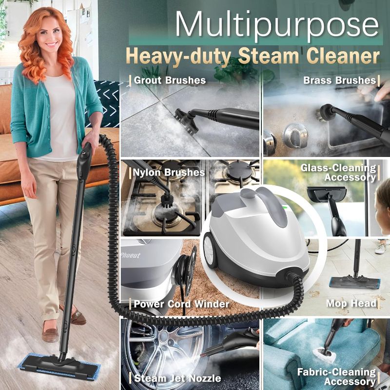 Photo 1 of Steam Cleaner e, 1800W Powerful Multipurpose Steam Mop g, Chemical-Free Heavy Duty Steamer for Cleaning Floors, Couch, Tile, Grout and Car
