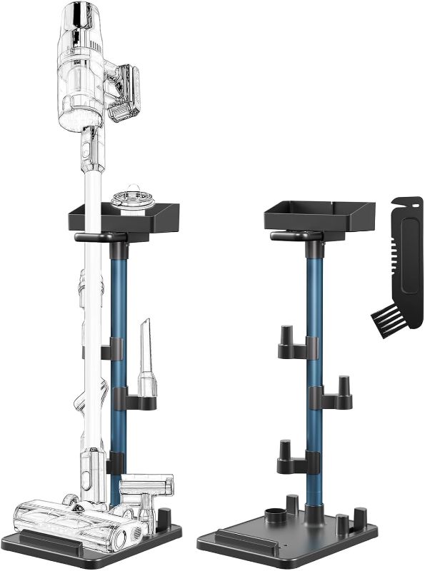 Photo 1 of Generic Vacuum Stand, Compatible with Bissell Dyson Dreame Hoover and More Cordless Stick Vac, Universal Standing Dock Station Wall Mount Organizer, 7 Accessory Holders Storage Box

