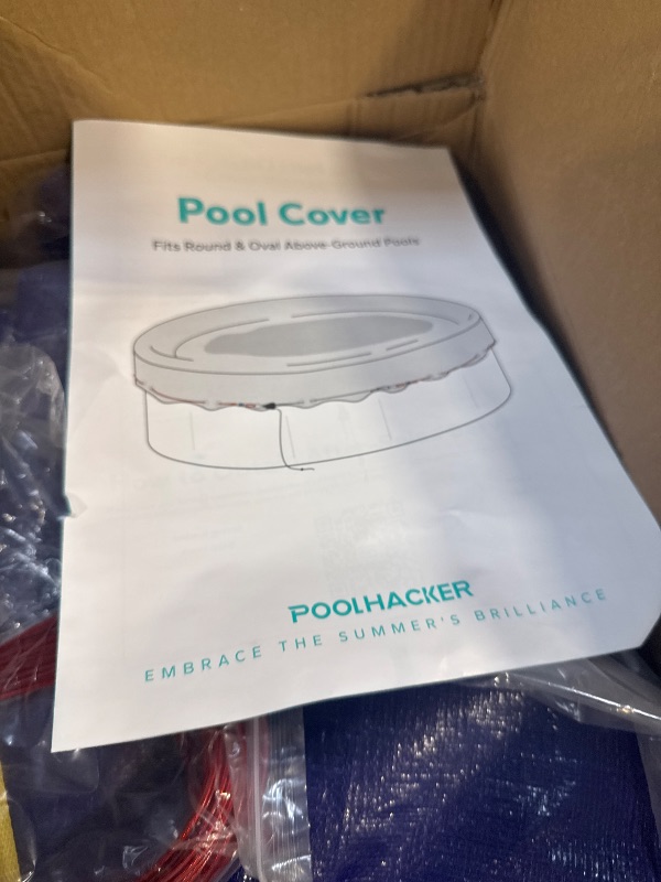 Photo 1 of POOLHACKER 16x25 FT Oval Pool Cover – 420D Extra Thick Winter Pool Cover for Above Ground Pools, 4 Ft Overlap with Pulley & Cable, Cold-Resistant, Tear-Resistant & Dustproof