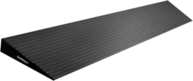 Photo 1 of 0.6" Rise Threshold Ramps for Doorways, Driveways, Heavy Duty Solid Rubber 3000lbs Capacity, Non-Slip & Cuttable Handicap Ramp for Wheelchairs, Scooters, Strollers, Curbs- 0.6?Rise (35?×5.5?)

