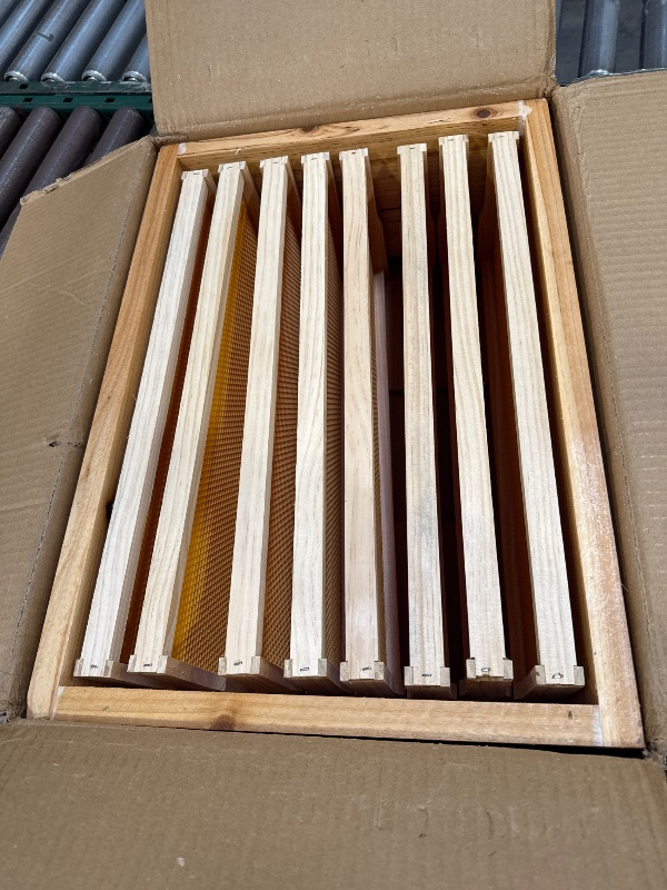 Photo 1 of 8-Frame Beehive Box Langstroth Medium Super Bee Box for Sale Wax Coated Bee Hives Includes Wooden Frames & Waxed Foundations