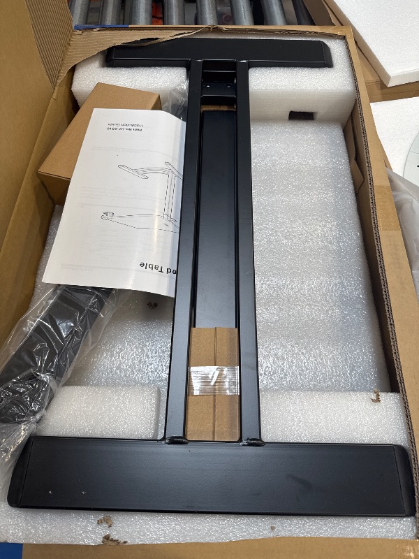 Photo 1 of FLEXISPOT H7 Adjustable Overbed Bedside Table with Wheels Pneumatic Mobile Standing Desk Laptop Desk Rolling Computer Cart Movable Table Hospital Home Use(27.6" W x 15.7" D, Mahogany Table)