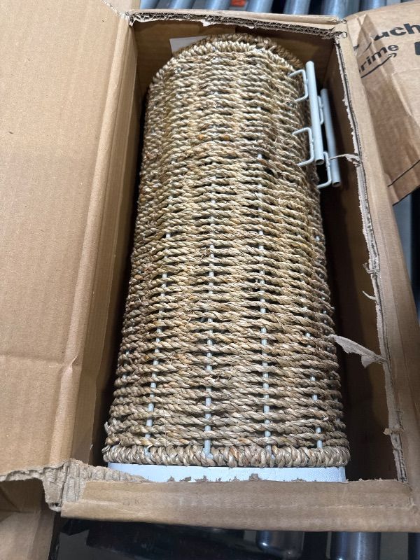 Photo 1 of Freestanding Wicker Toilet Paper Holder with Lid, 3 Rolls of Toilet Tissue Storage, Rattan Handmade Woven Toilet Paper Roll Holder Stand, Decorative Boho Bathroom Farmhouse Toilet Paper Holder