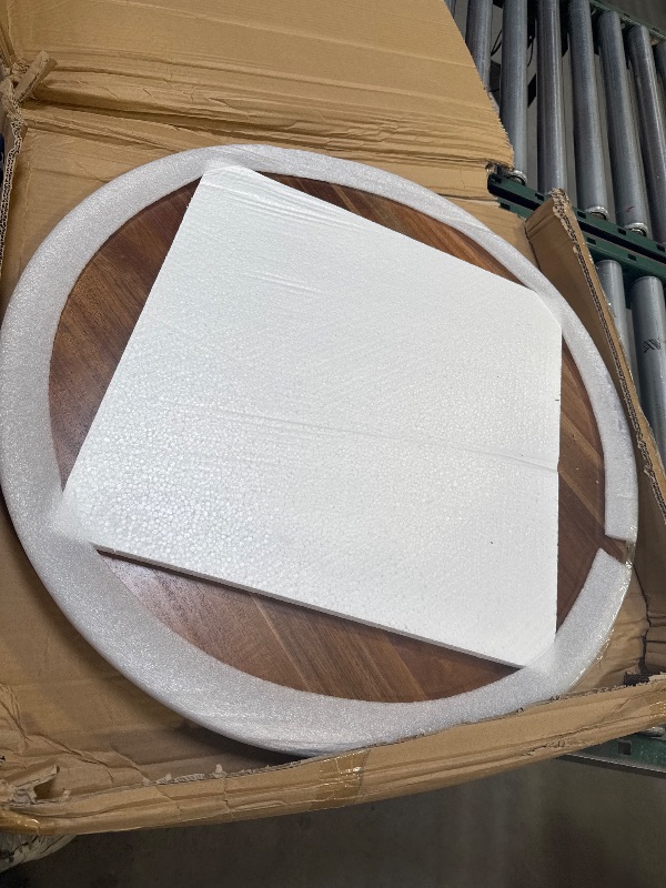 Photo 1 of 26'' Acacia Wooden Lazy Susan with 360 Rotation for Dining Table Top,Extra Large Wooden Serving Tray with Heavy Duty Rotating Wheel for Kitchen,Dining Table
