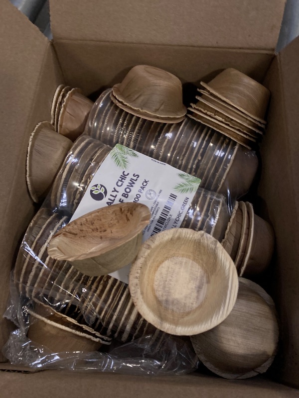 Photo 1 of Mini Palm Leaf Dip Bowls - 2.5 Inch 100 Pack Sauce Cups - Same as Small Bamboo Bowls for Sauces - Eco Friendly, Disposable, Compostable and Biodegradable - Mini 1.5 oz Ramekins
