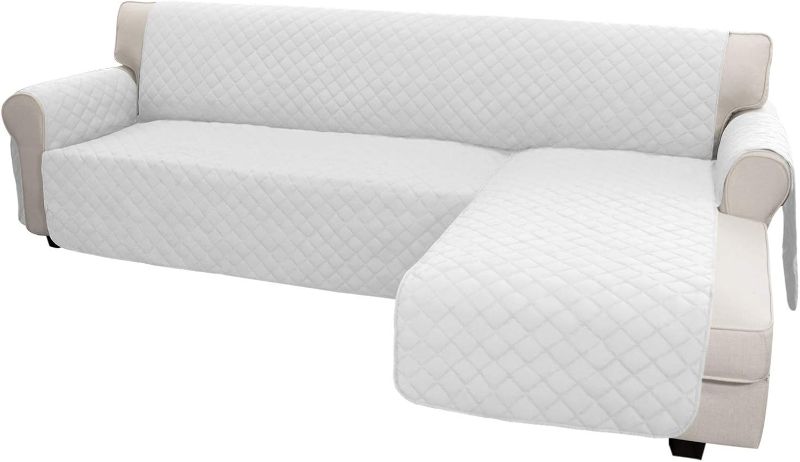 Photo 1 of Easy-Going L Shape Sofa Slipcover - Sectional Couch Cover with Chaise & Reversible Sofa Cover for Pets & Kids (X-Large, White/White)
