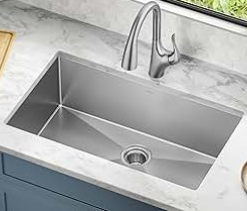Photo 1 of 32 inch Workstation Undermount 16 Gauge Stainless Steel Kitchen Sink Single Bowl- Soundproof Undermount Sink with Brushed Finish hides scratches, American Workstation Kitchen Sink 32 x 19 x 10 inch