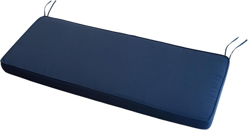 Photo 1 of Outdoor Bench Cushions for Outdoor Furniture, 3 Layer Comfort w/Removable Cover, High-End Fabric with Water and Fade Protection, Washable Indoor Bench Cushion  Navy w/Ties & Zipper
