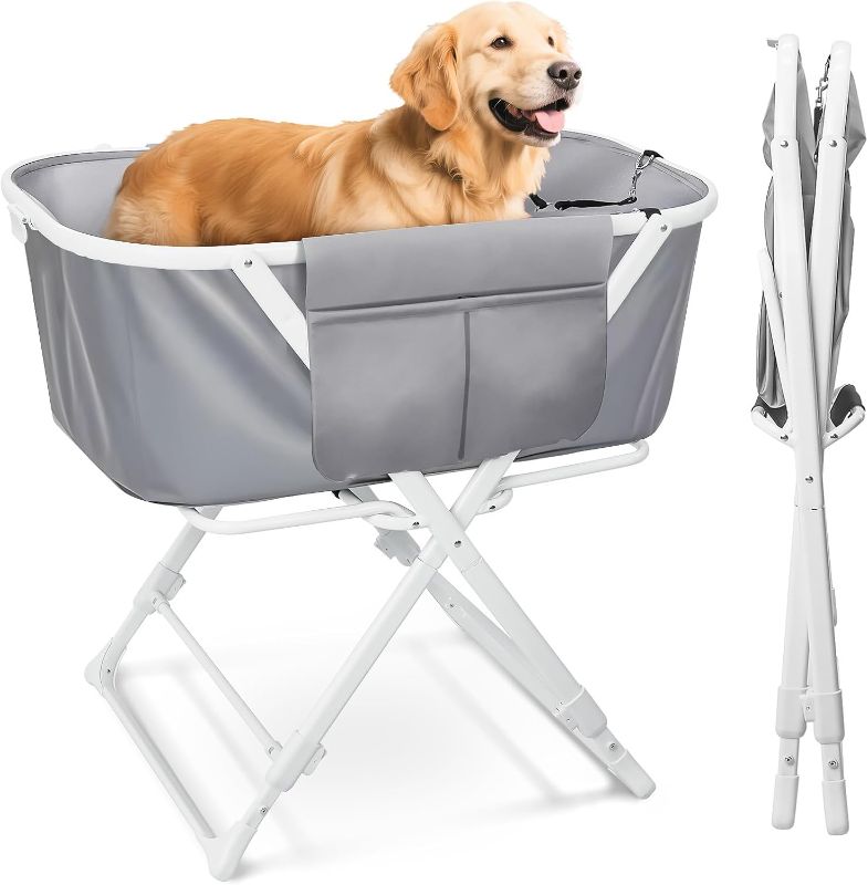 Photo 1 of AUPETM Portable Dog Bathtub, Elevatable Dog Washing Station for Bathing Shower and Grooming, Collapsible Dog Bath Tub for Small/Medium/Large Dogs, Cats & Other Pet (Large Dogs Bathtub)