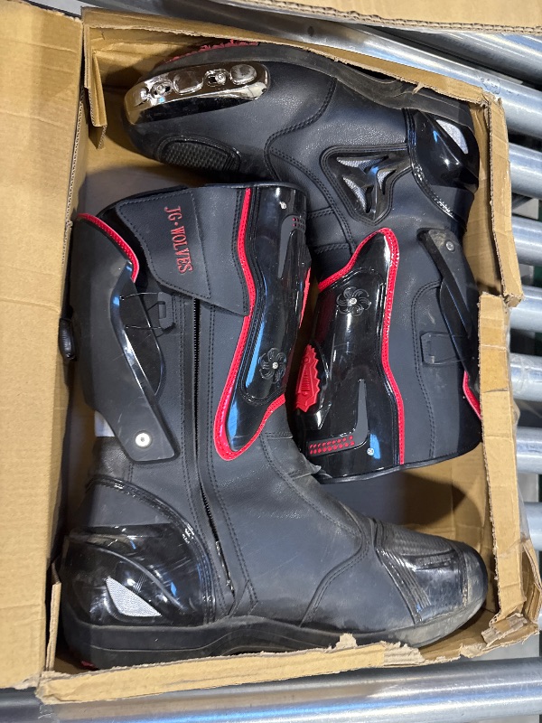 Photo 1 of Motorcycle Riding Boots Motorcycle Leather Boots for Women and Men Protection Anti Slip Racing Sports
 Size 46