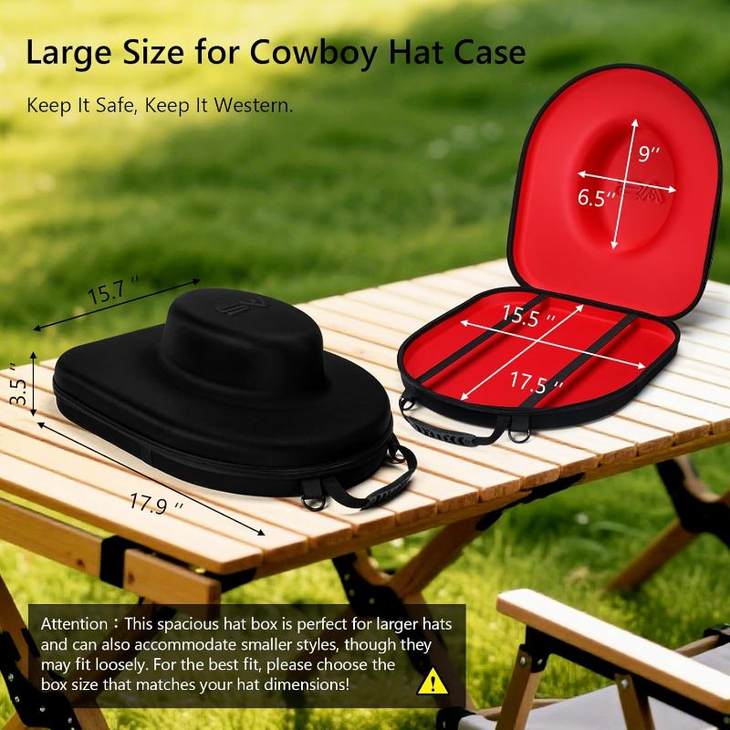 Photo 1 of Hat Box for Travel-Crush Proof Hat Travel Case for Cowboy Hats Holder Storage Box Organizer Cap Carrier with Adjustable Carry Strap
