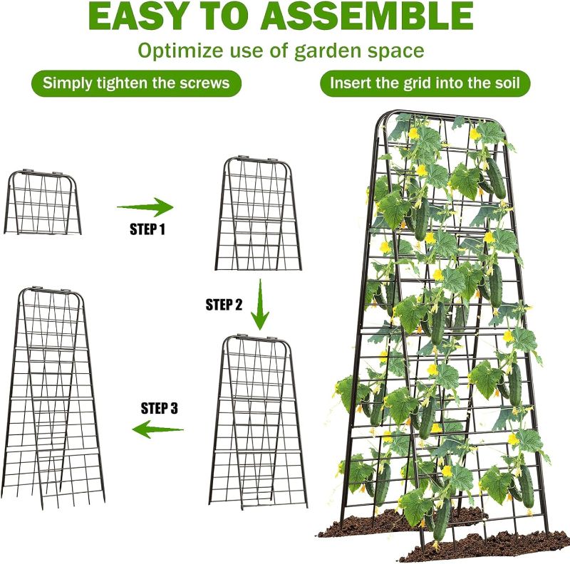 Photo 1 of Heavy Duty 50"x17" Adjustable A-Frame Trellis for Climbing Plants – Rust-Proof Metal Garden Trellis with Dense Grid Design, Perfect for Raised Beds, Tomatoes, Cucumbers & Outdoor Vines (Black, 2 Pcs)
