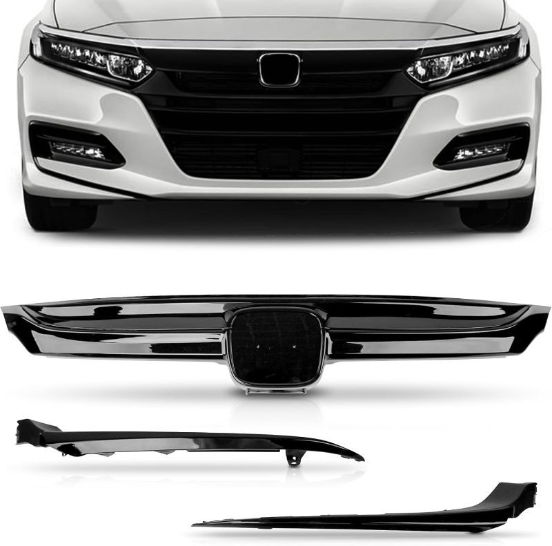Photo 1 of PartsFlow Front Bumper Grille Upper Grill With Trim Glossy Black Sport Style For 2018 2019 2020 Honda Accord
