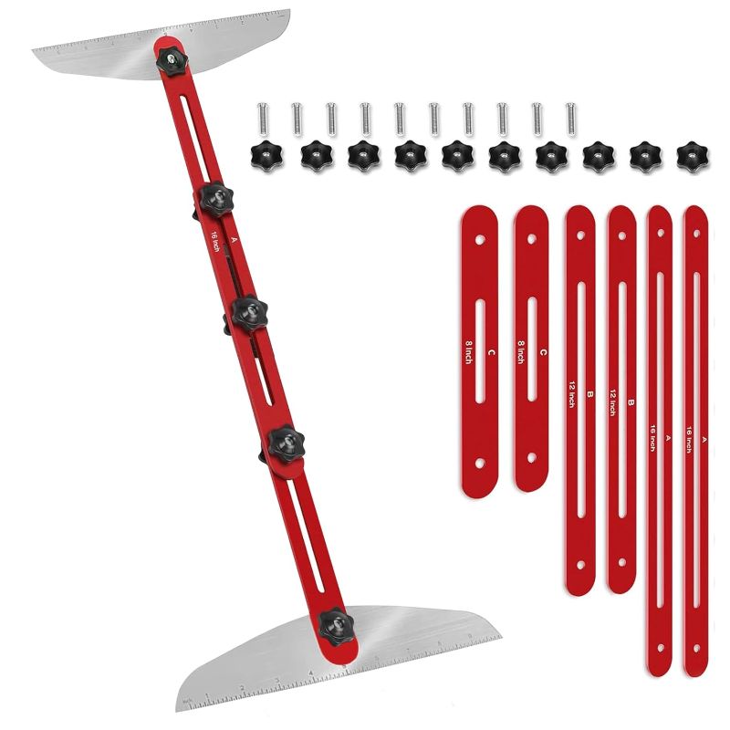 Photo 1 of Stair Tread Template Tool with Tape Measure, Stair Gauge, Stair Tread Jig for Accurate Measurement and Installation, Durable and Easy to Use Stair Tool by Dimaines
