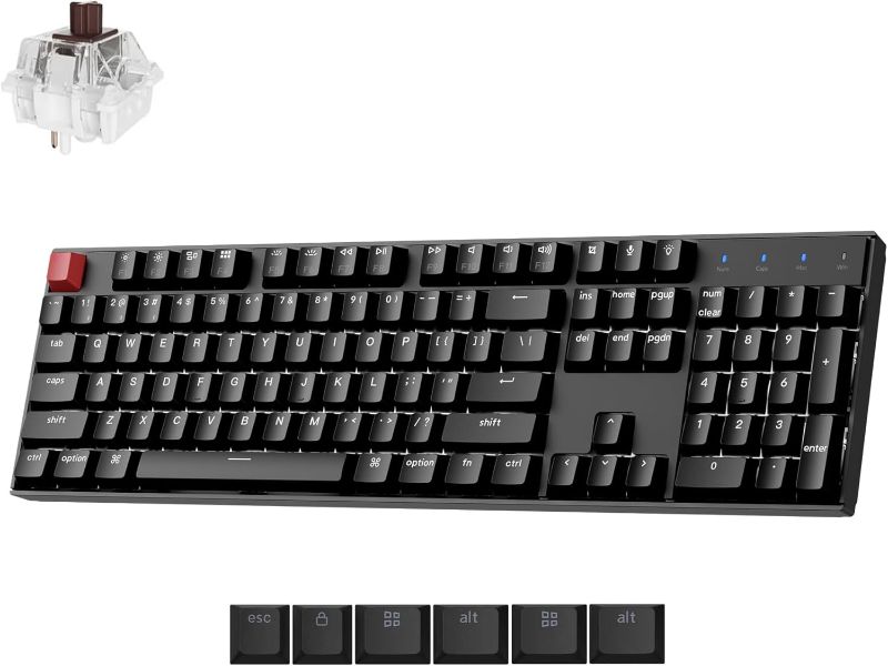 Photo 1 of Keychron K10 Version 2 Full Size 104 Keys Bluetooth Wireless Mechanical Gaming Keyboard for Mac Windows with Keychron Super Brown Switch White LED Backlight/USB C Wired Computer Keyboard
