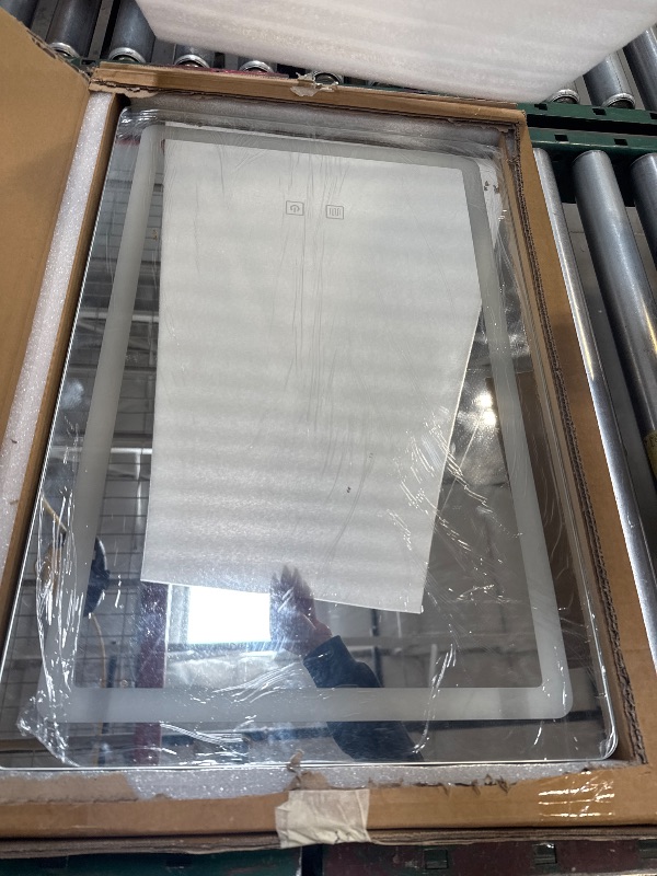 Photo 1 of LED Bathroom Mirror, 16 x 24 Inch Anti-Fog Wall Mirror with Lights Stepless Dimmable, Lighted Bathroom Mirrors for Wall, Rectangle Bathroom Vanity Mirror with Front and Backlight, Vertically Only
