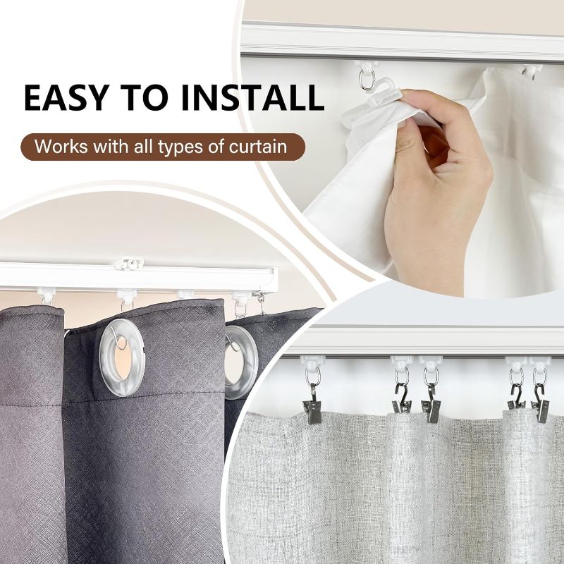 Photo 1 of Ceiling Mount Curtains Track Room Divider Privacy Partition Separator Curtain Tracks Rods Heavy Duty RV Shower Outdoor Rail Clip Hook Set, WHITE  3-12ft
