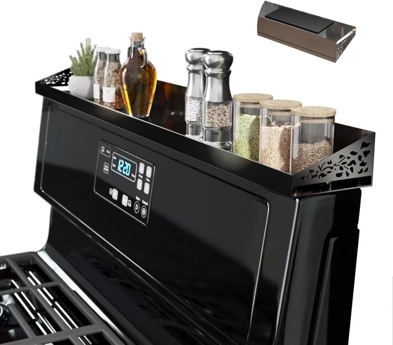 Photo 1 of 30" Magnetic Stove Top Shelf – Black Spice Rack and Seasoning Organizer – Magnetic Kitchen Shelf for Back of Stove – Over Stove Rack and Storage Organizer
