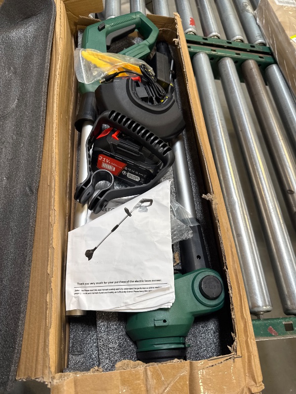 Photo 1 of Electric  Wacker Cordless, Electric Grass Trimmer 21V 4.0Ah Battery Powered Weed Trimmer, 3 in 1 Lightweight Brush Cutter/Edger/String Trimmer with 2 Types Blade & for Garden and Yard Lawn