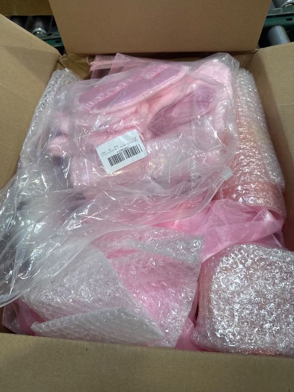 Photo 1 of 50 Pieces Spa Sleepover Party Supplies Slumber Party Supplies Include 10 Pink Headband 10 Eye Masks 10 wristbands 10 Organza Bags 10 Pink Plastic Cups Tumbler for Spa Birthday Party
