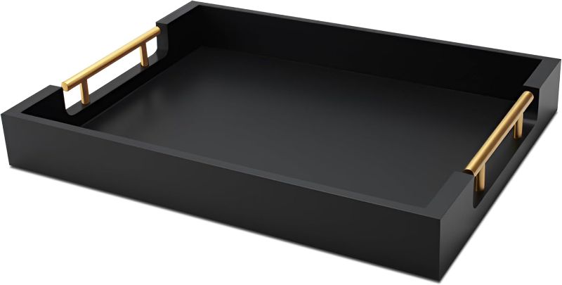 Photo 1 of lack Serving Tray with Metal Handles