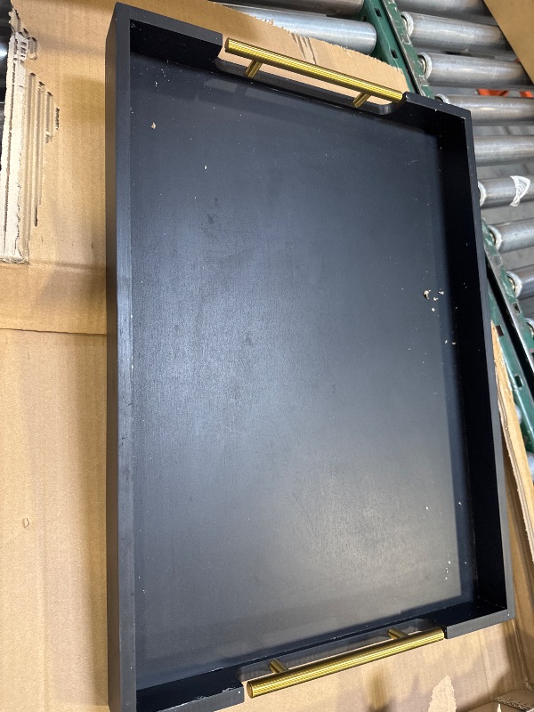 Photo 1 of lack Serving Tray with Metal Handles