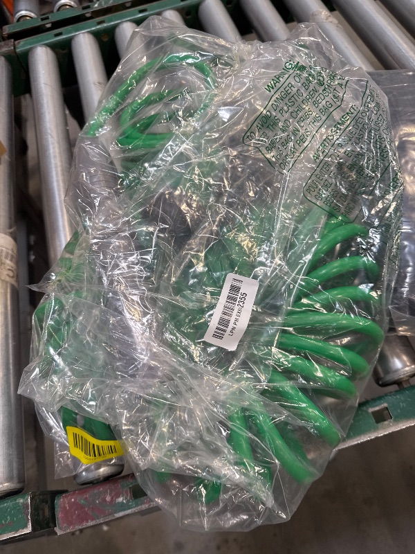 Photo 1 of SPECILITE 3/8" Lightweight Coil Garden Hose 50 FT, EVA Flexible Curly Water Pipes with 6-Pattern Spray Nozzle for Boat, Greenhouse, Yard, Patio, Green