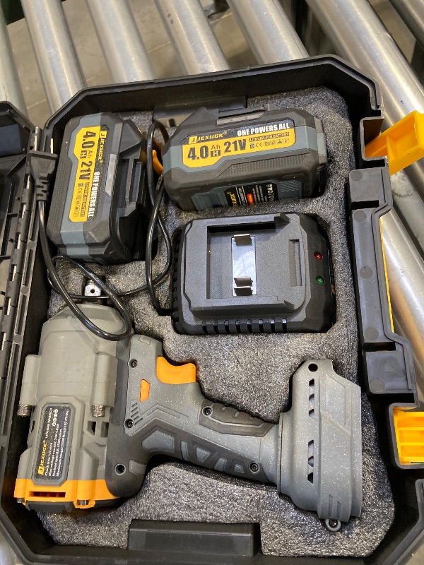 Photo 1 of JEXUGK 1500Nm Impact Wrench, 1/2" 1107ft-lbs Cordless Impact Gun with 2 x 4.0Ah Battery, 21V High Torque Power Impact Driver with 6 Sockets,Pistola Llave De Impacto for Truck RV Car Heavy Construction