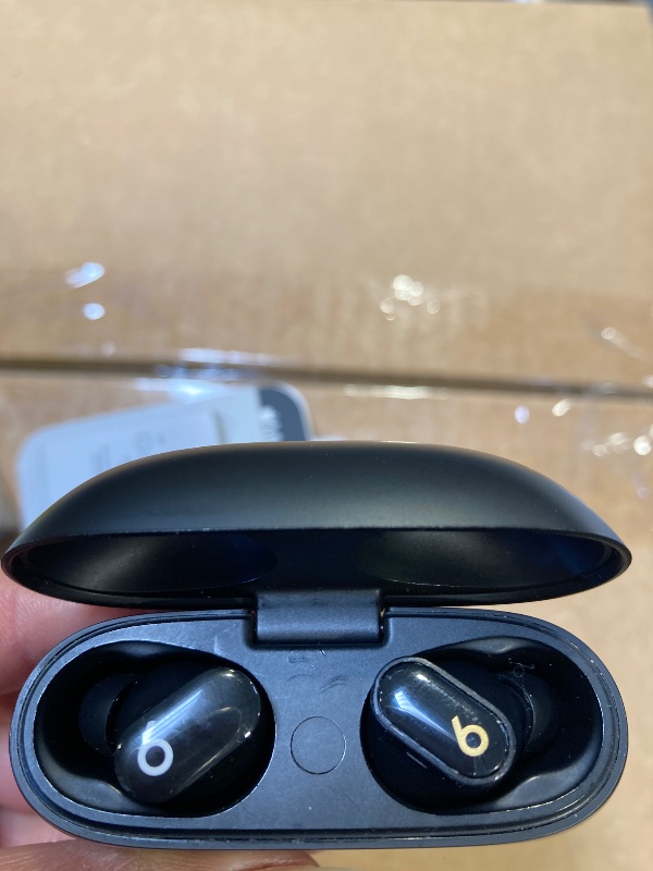 Photo 1 of See notes picture………….Beats Studio Buds + | True Wireless Noise Cancelling Earbuds, Enhanced Apple & Android Compatibility, Built-in Microphone, Sweat Resistant Bluetooth Headphones, Spatial Audio - Black/Gold