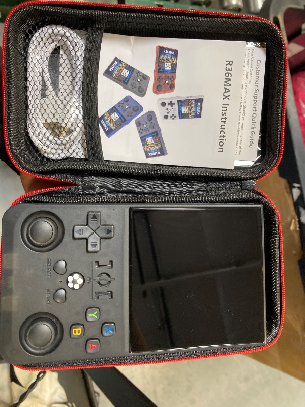 Photo 1 of R36MAX Retro Handheld Game Console, 4.0 Inch IPS HD Screen Retro Gaming Console, Linux System, 20?Mainstream Emulator Games Retro Game Console, 4000mAh Battery, Built-in 64G TF Card, Black