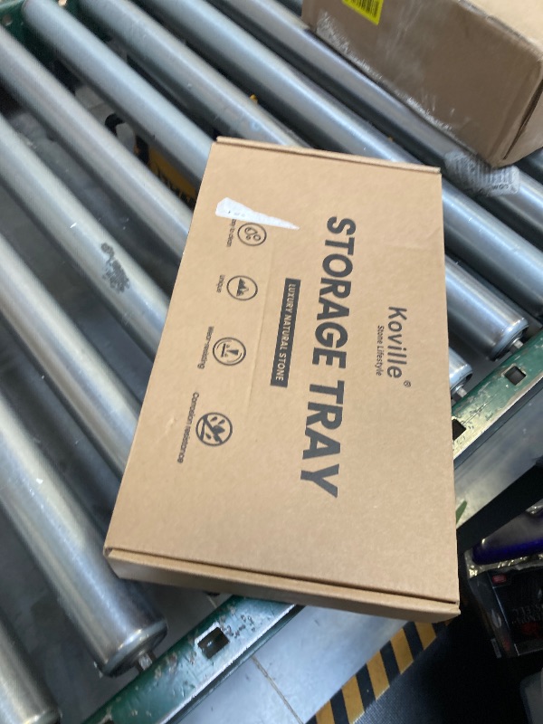 Photo 1 of Koville Italian Natural Travertine Vanity Decorative Marble Tray, 12"x6" Light Beige Travertine Wabi Sabi Style Catchall Tray for Perfume, Candles, Jewelry