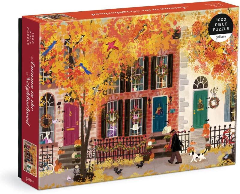 Photo 1 of Galison Autumn in The Neighborhood 1000 Piece Puzzle from Galison - 27" x 20" Beautifully Illustrated Puzzle from Joy LaForme, Thick & Sturdy Pieces, Challenging Activity for Adults, Unique Gift Idea!
