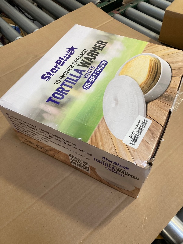 Photo 1 of 10 Inches Ceramic Tortilla Warmer by StarBlue with Free Recipes ebook - White, Insulated One Hour and Holds up to 24 Tortillas, Chapati, Roti, Microwavable, Oven Safe