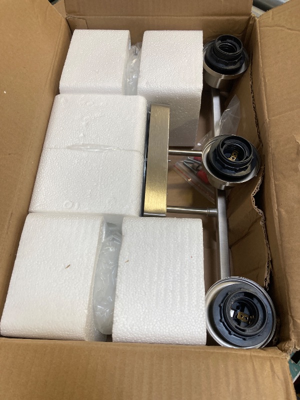 Photo 1 of 3-Light Bathroom Light Fixtures, Brushed Nickel Vanity Light with Milky White Shades, Bathroom Lighting Fixtures Over Mirror, Modern Bathroom Wall Lamp for Mirror Living Room Cabinet Bedroom