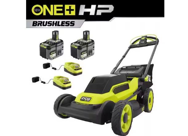 Photo 1 of ONE+ HP 18V Brushless 20 in. Cordless Battery Walk Behind Self-Propelled Lawn Mower w/ (2) 6.0 Ah Batteries and Chargers