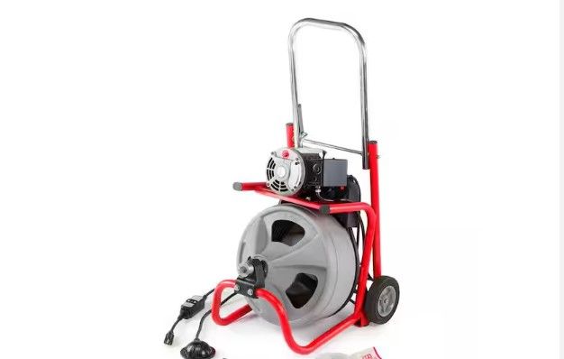 Photo 1 of K-400 Drain Cleaning Snake Auger 120-Volt Drum Machine with C-32IW 3/8 in. x 75 ft. Cable + 4-Piece Tool Set & Gl