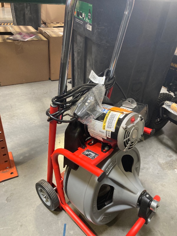 Photo 1 of K-400 Drain Cleaning Snake Auger 120-Volt Drum Machine with C-32IW 3/8 in. x 75 ft. Cable + 4-Piece Tool Set & Gl