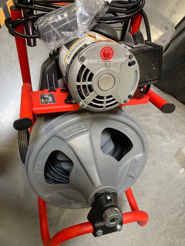 Photo 1 of K-400 Drain Cleaning Snake Auger 120-Volt Drum Machine with C-32IW 3/8 in. x 75 ft. Cable + 4-Piece Tool Set & Gl