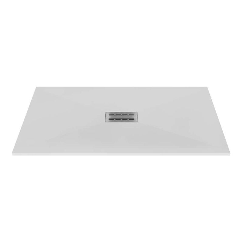 Photo 1 of CASTICO 60 in. L X 32 in. W X 1.125 in. H Solid Composite Stone Shower Pan Base with Center Drain in White Sand, White/ Sand